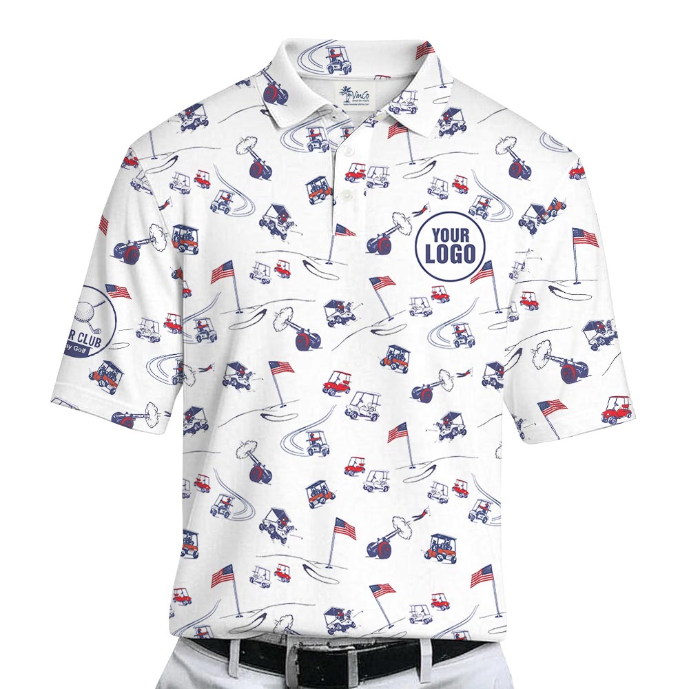 Custom Golf Logo And Club Name American Flag Polo Shirt