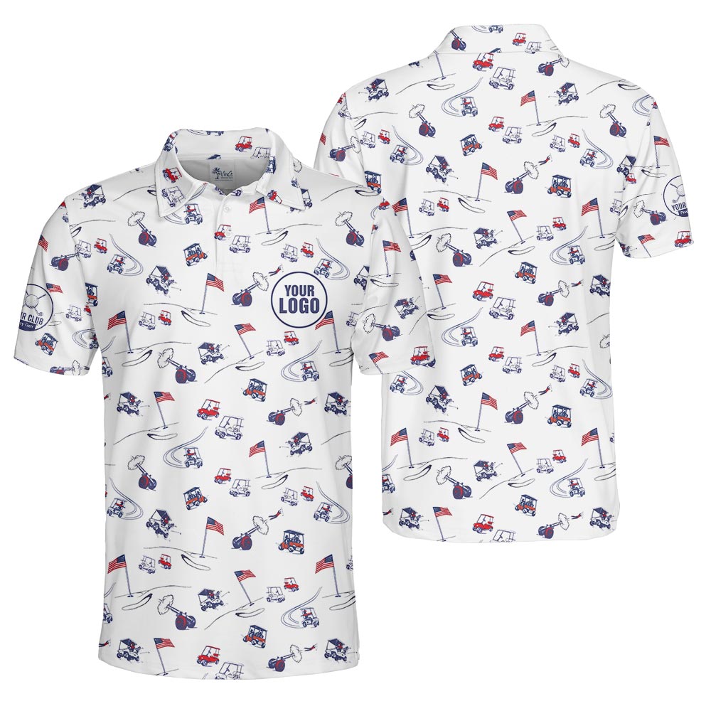 Custom Golf Logo And Club Name American Flag Polo Shirt