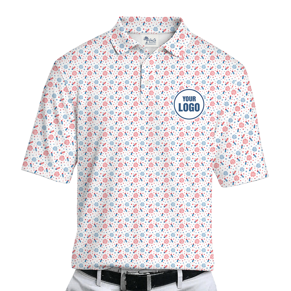 Patriotic Custom Golf Polo Shirt with Company Logo