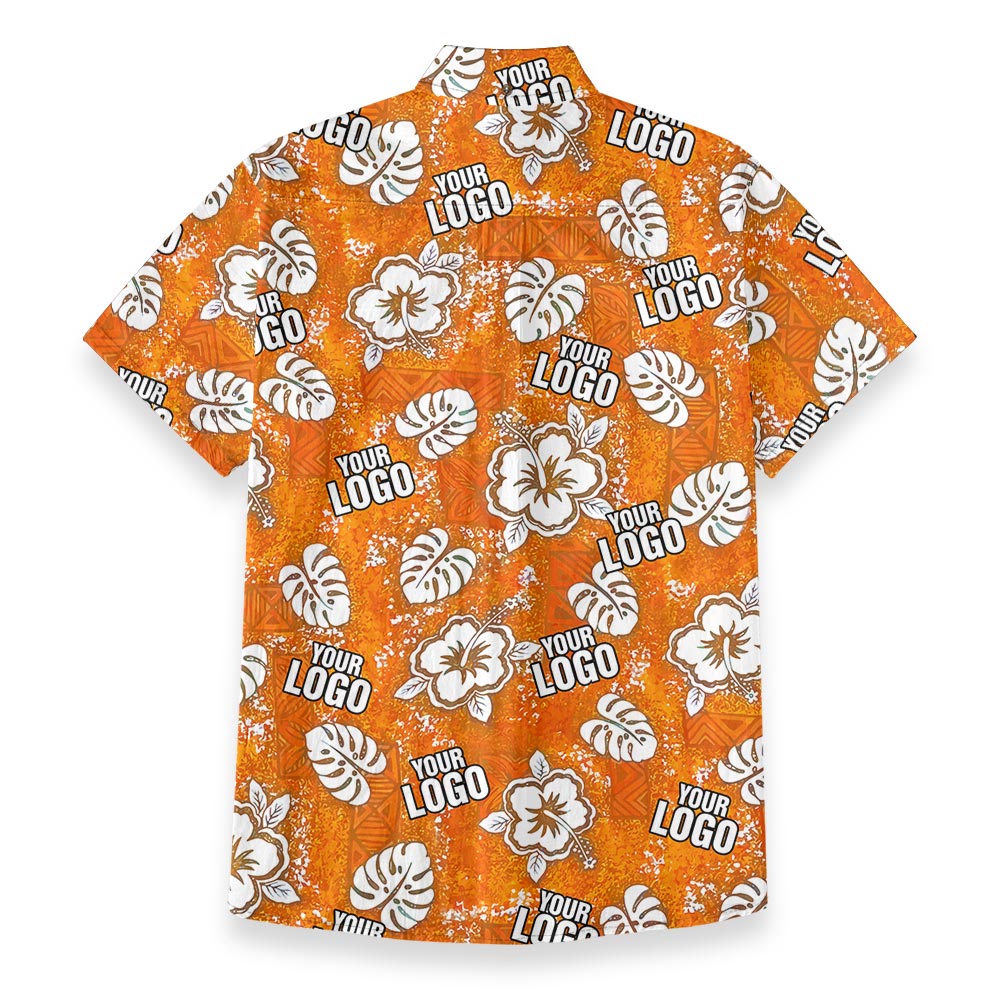 Unique Personalized Orange Aloha Shirt Button Down Cotton