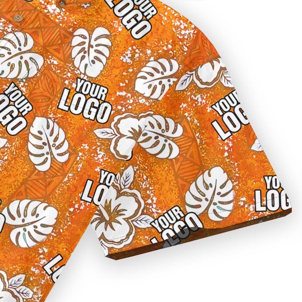 Unique Personalized Orange Aloha Shirt Button Down Cotton