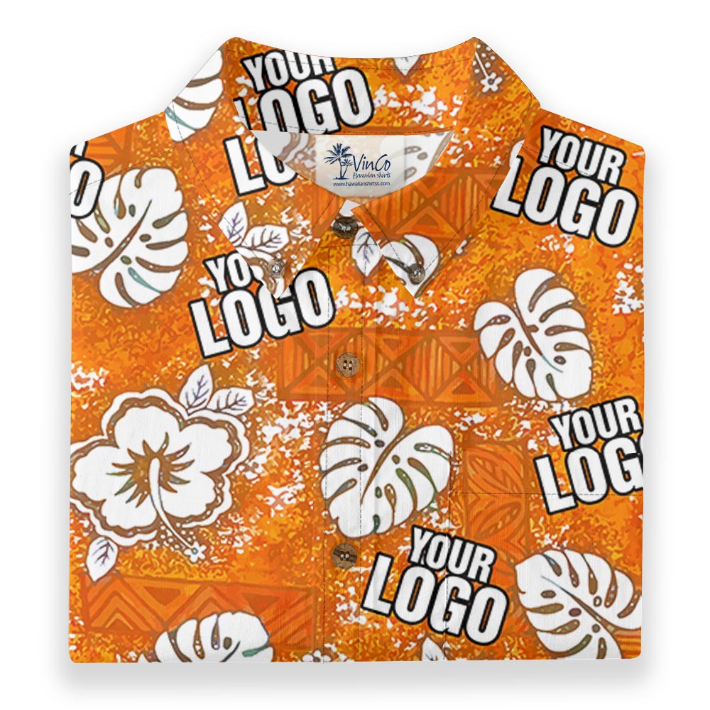 Unique Personalized Orange Aloha Shirt Button Down Cotton