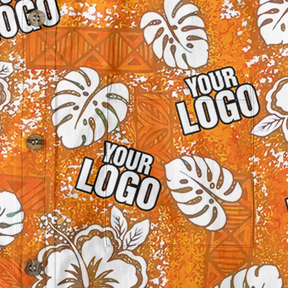 Unique Personalized Orange Aloha Shirt Button Down Cotton