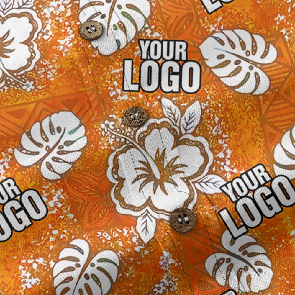 Unique Personalized Orange Aloha Shirt Button Down Cotton