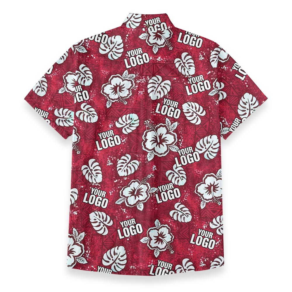 Red Personalized Button Down Hawaiian Cotton Shirt