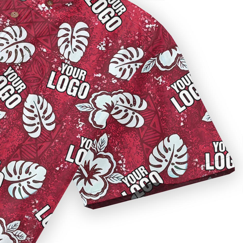 Red Personalized Button Down Hawaiian Cotton Shirt