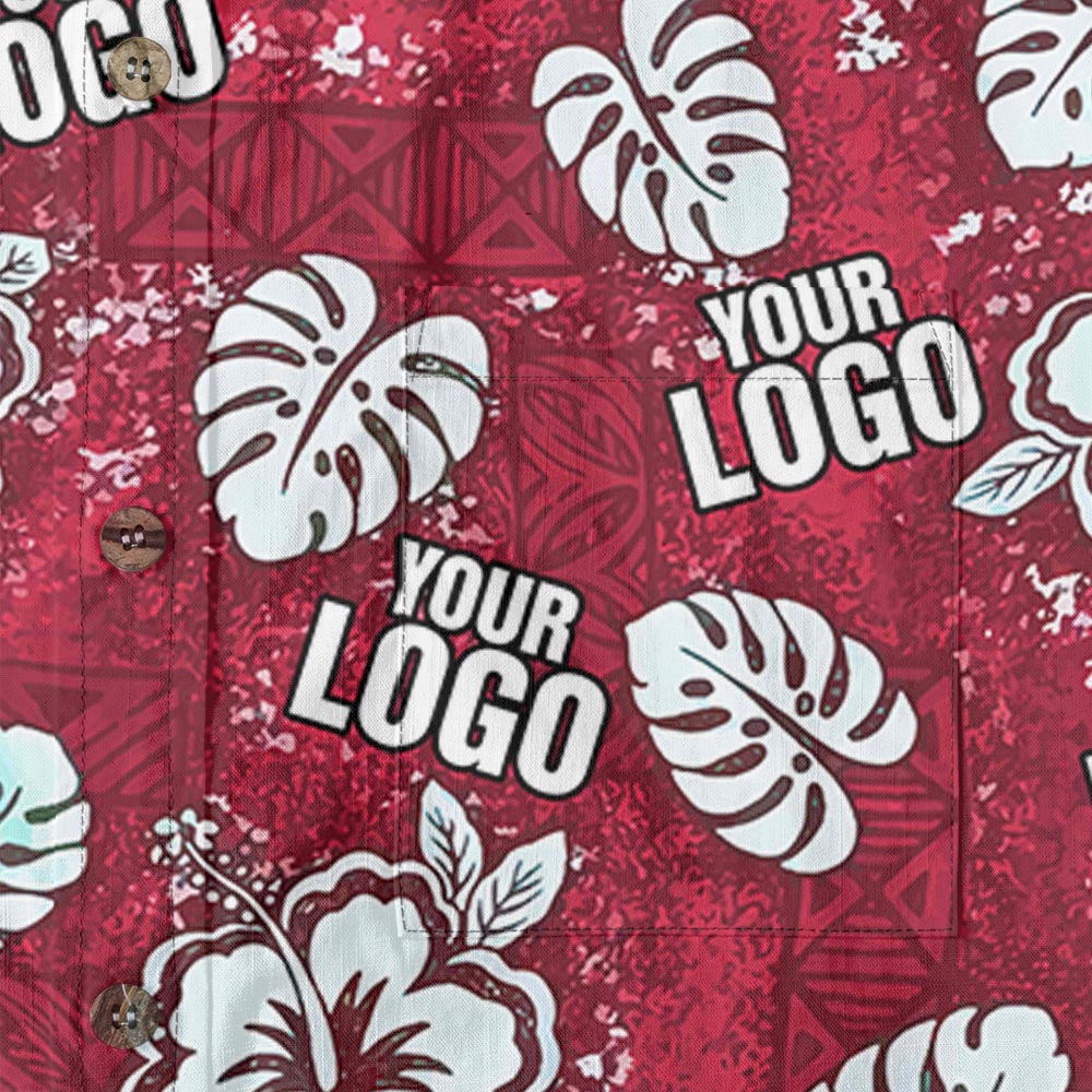 Red Personalized Button Down Hawaiian Cotton Shirt