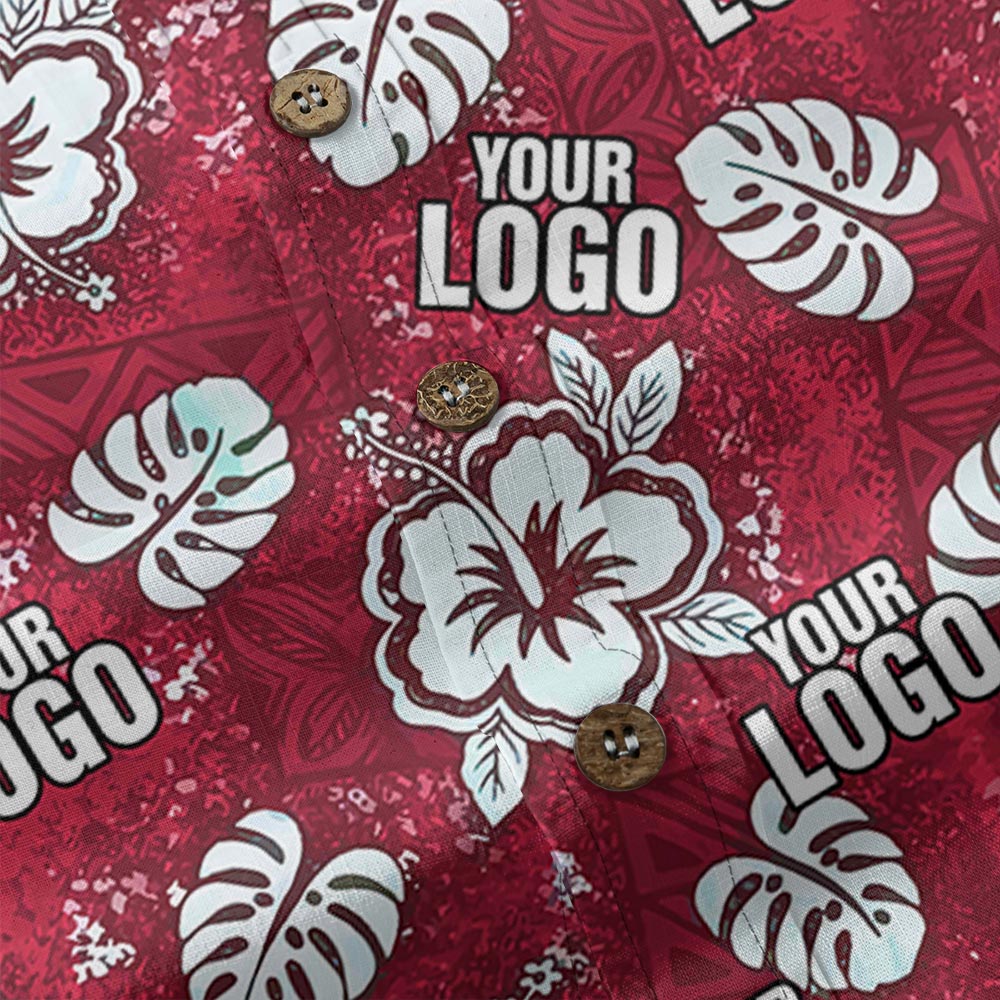 Red Personalized Button Down Hawaiian Cotton Shirt