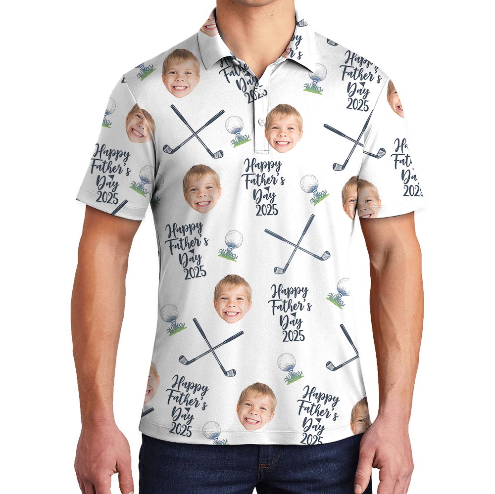 Funny Custom Face Father's Day Polo Golf Shirt - variant image 1