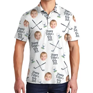 Funny Custom Face Father's Day Polo Golf Shirt