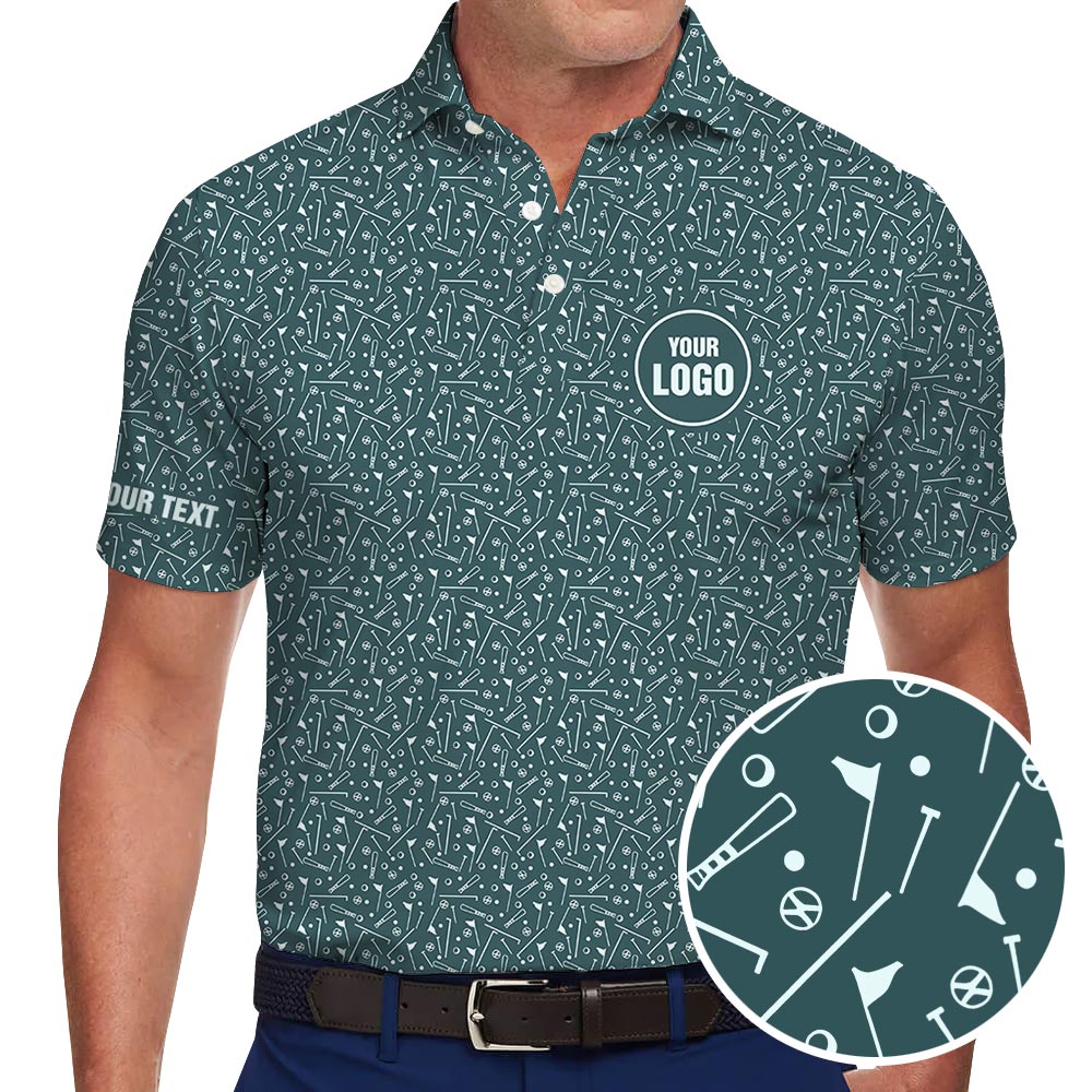 Personalized Golf Logo And Text Polo Shirt Green - variant image 1