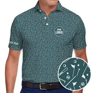 Personalized Golf Logo And Text Polo Shirt Green
