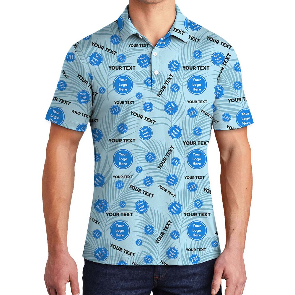 Light Blue Polo Shirt With Custom Logo And Text - variant image 1