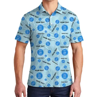 Light Blue Polo Shirt With Custom Logo And Text
