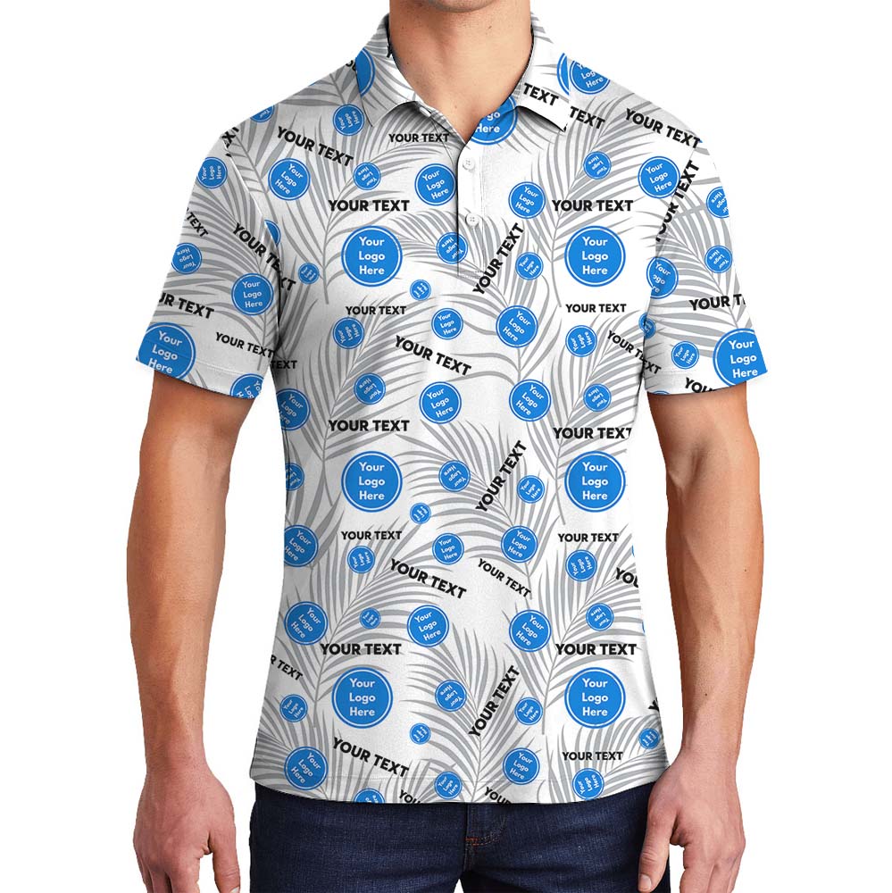 Personalized Print Tropical Leaf Polo Shirts - variant image 1