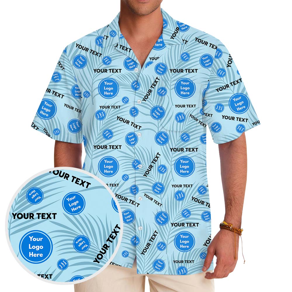 Custom Branding Blue Hawaiian Shirt With Preview - variant image 1