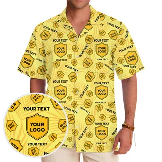 Custom Logo And Text Yellow Tropical Hawaiian Shirt