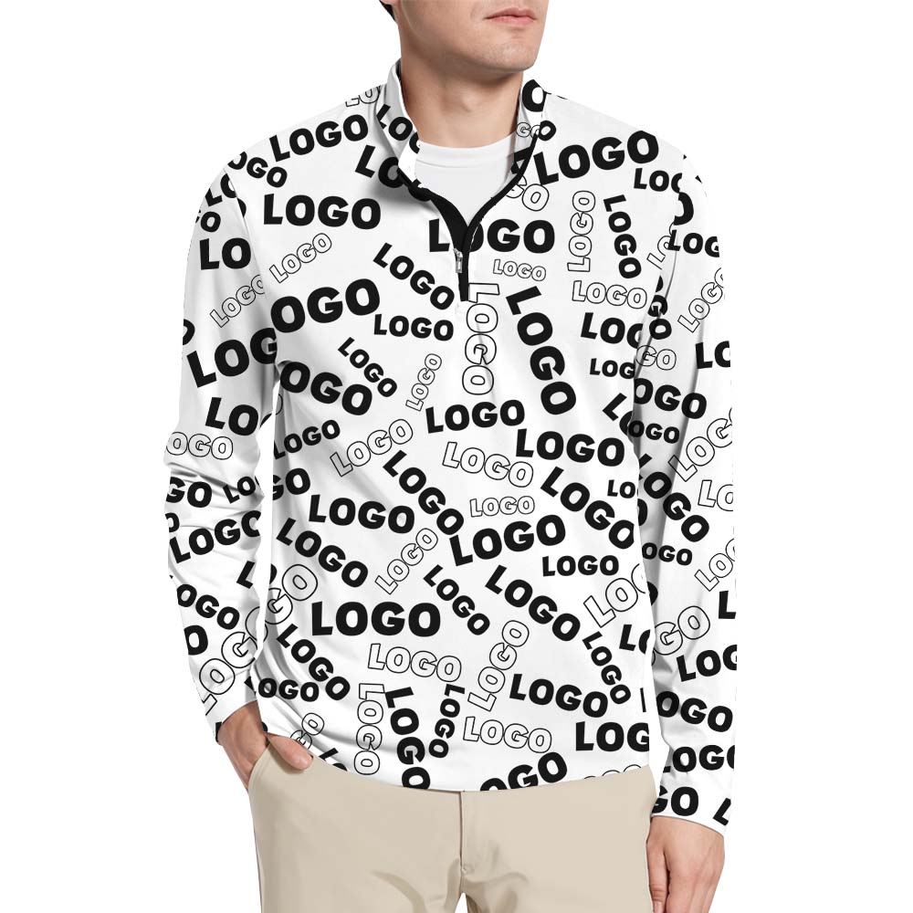 Custom Logo Men's Zip Pullover With Preview - variant image 1