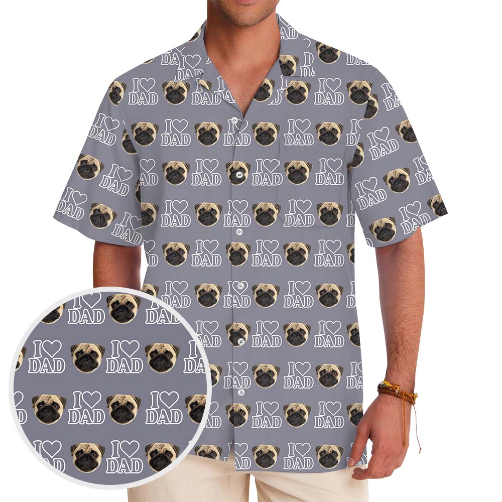 I Love Dad Custom Face And Color Hawaiian Shirt - variant image 1