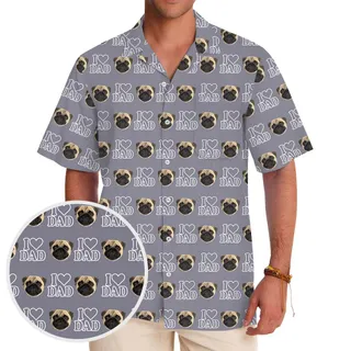 I Love Dad Custom Face And Color Hawaiian Shirt