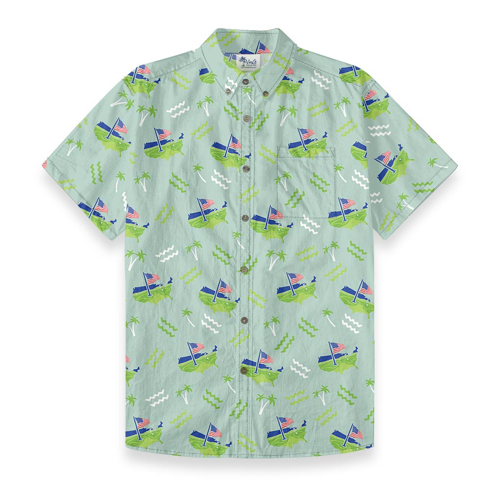 American Flag Golf Cotton Button Down Shirt - variant image 1