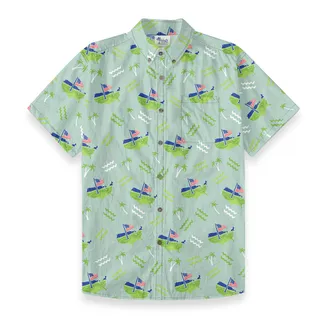 American Flag Golf Cotton Button Down Shirt