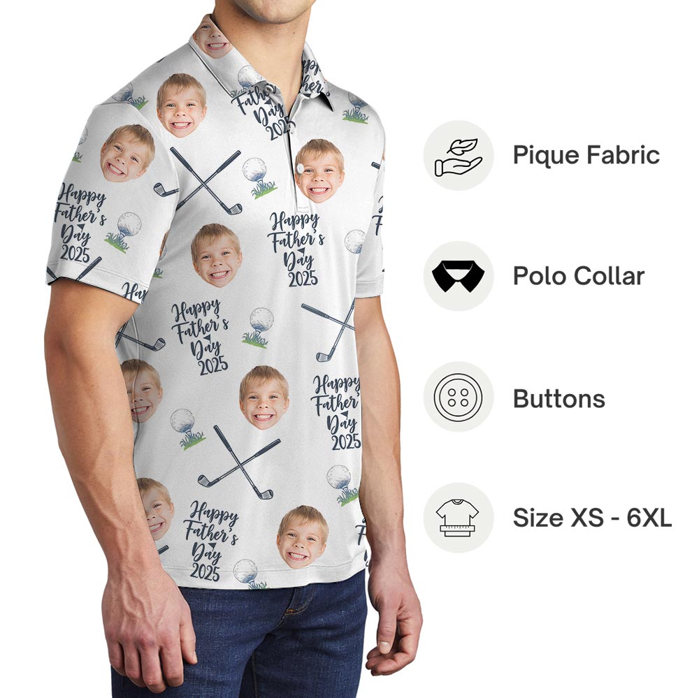 Funny Custom Face Father's Day Polo Golf Shirt