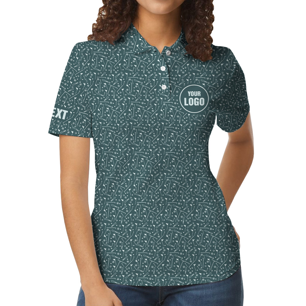 Personalized Golf Logo And Text Polo Shirt Green