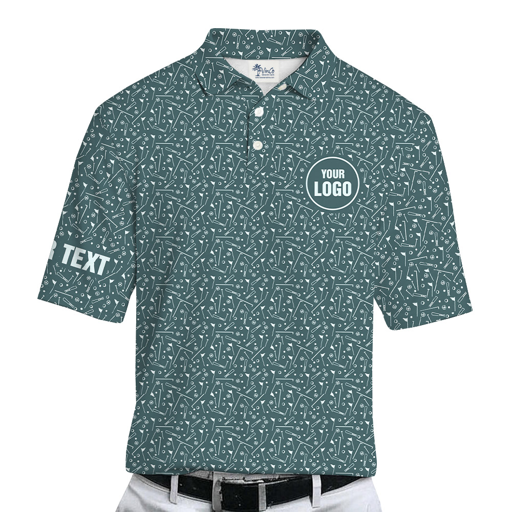 Personalized Golf Logo And Text Polo Shirt Green