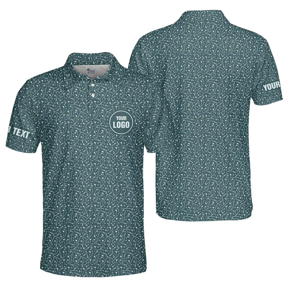 Personalized Golf Logo And Text Polo Shirt Green