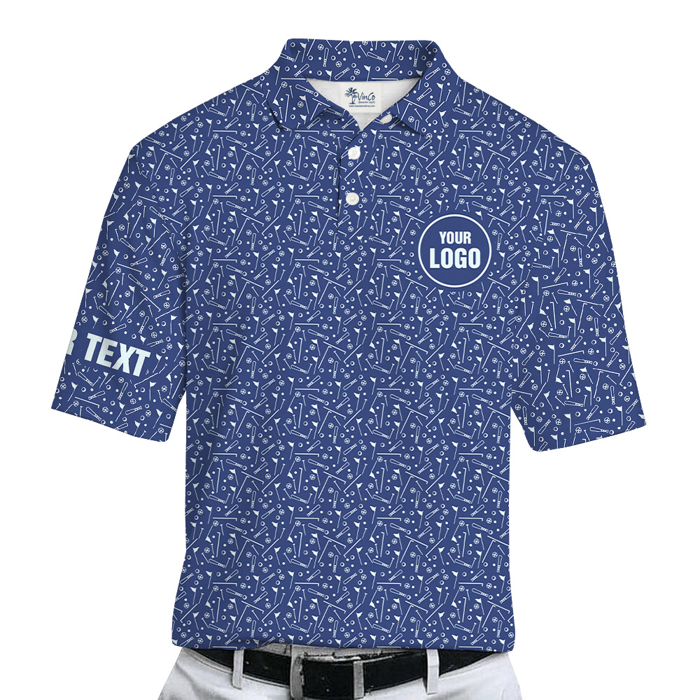 Personalized Golf Logo Polo Shirt For Team Navy