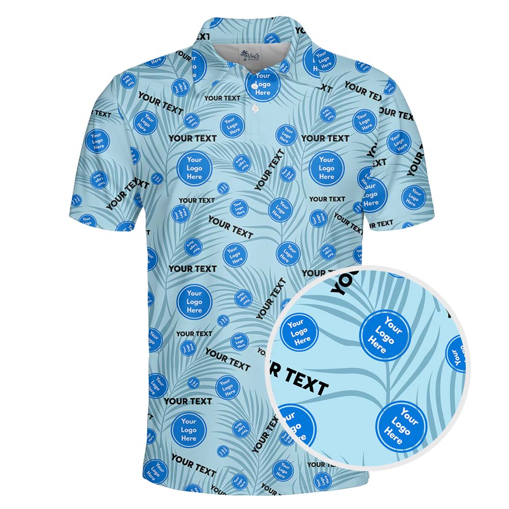 Light Blue Polo Shirt With Custom Logo And Text