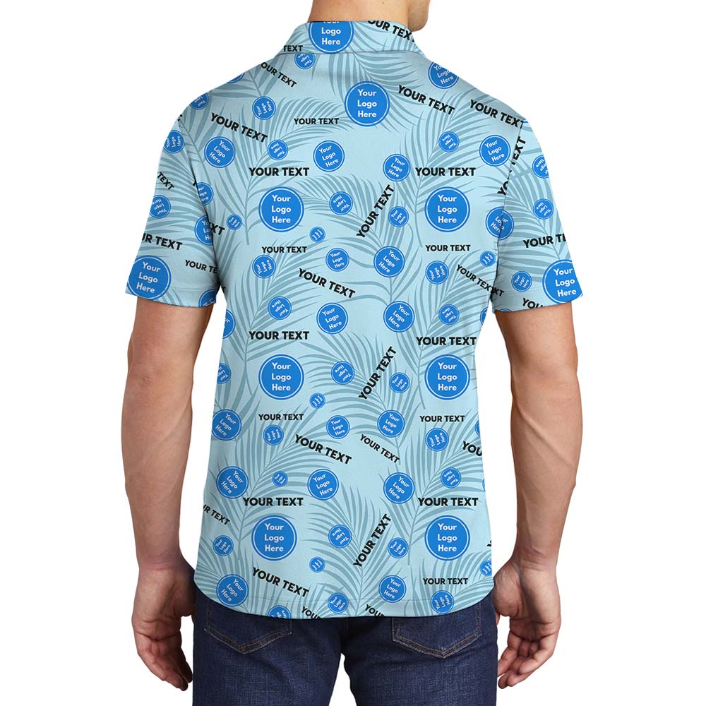 Light Blue Polo Shirt With Custom Logo And Text