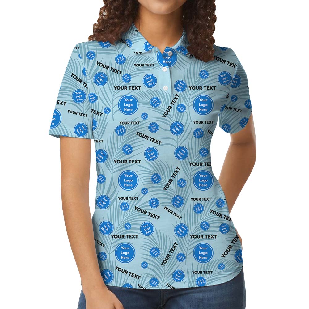 Light Blue Polo Shirt With Custom Logo And Text