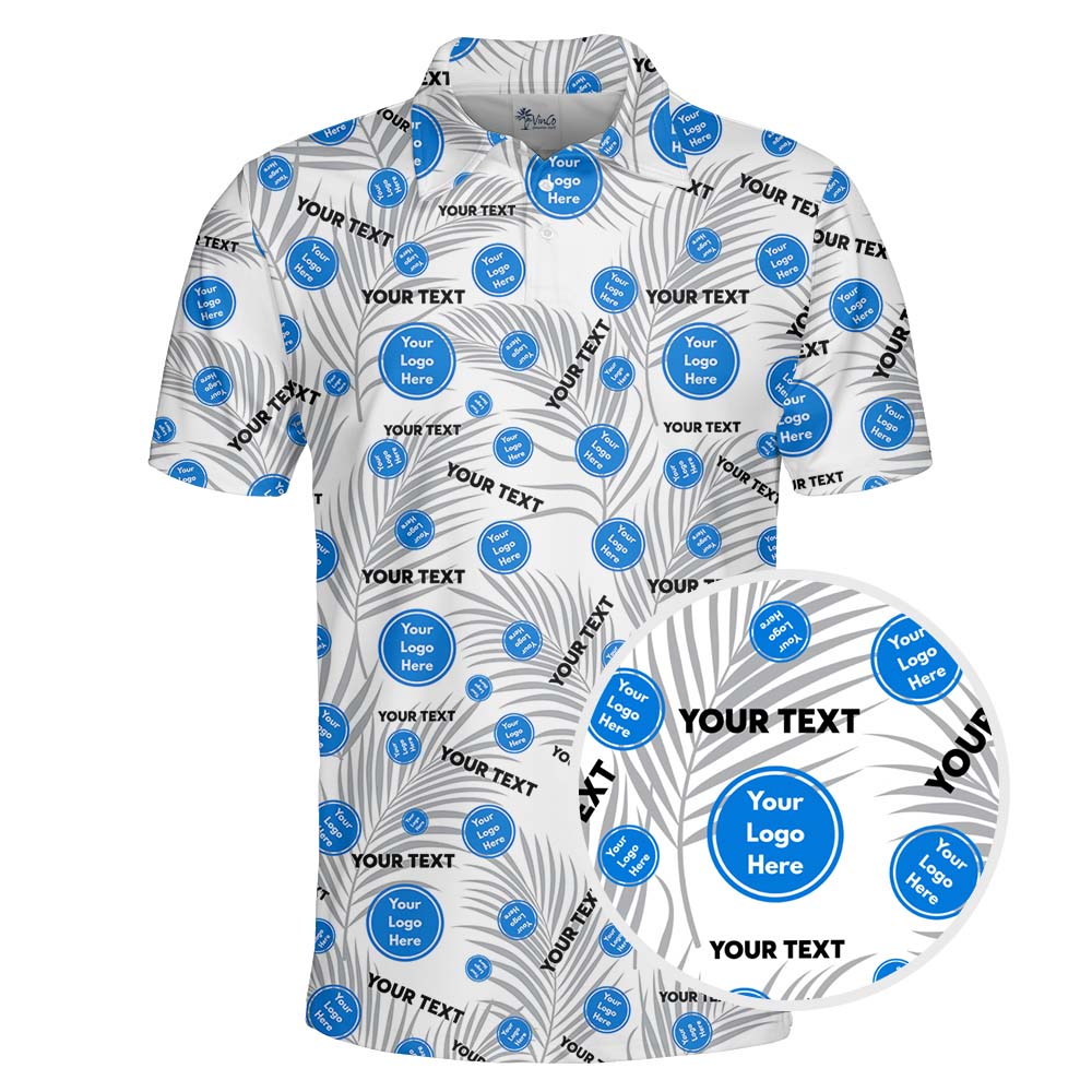 Personalized Print Tropical Leaf Polo Shirts