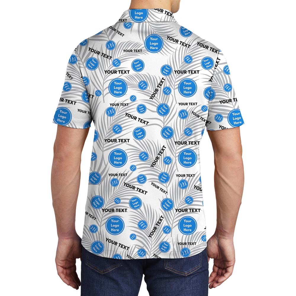 Personalized Print Tropical Leaf Polo Shirts