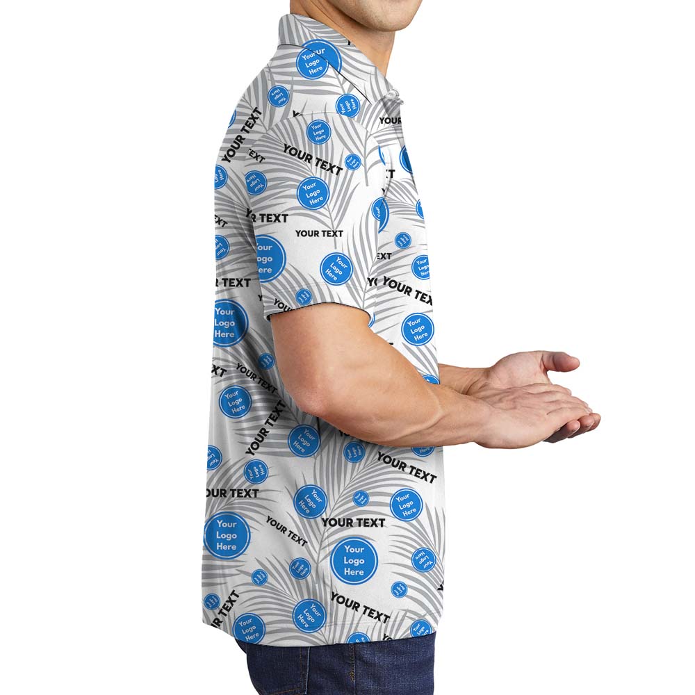 Personalized Print Tropical Leaf Polo Shirts