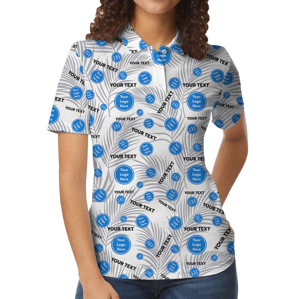 Personalized Print Tropical Leaf Polo Shirts