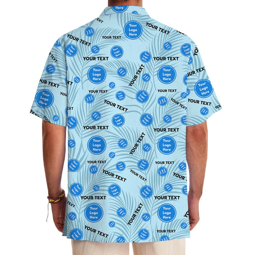 Custom Branding Blue Hawaiian Shirt With Preview