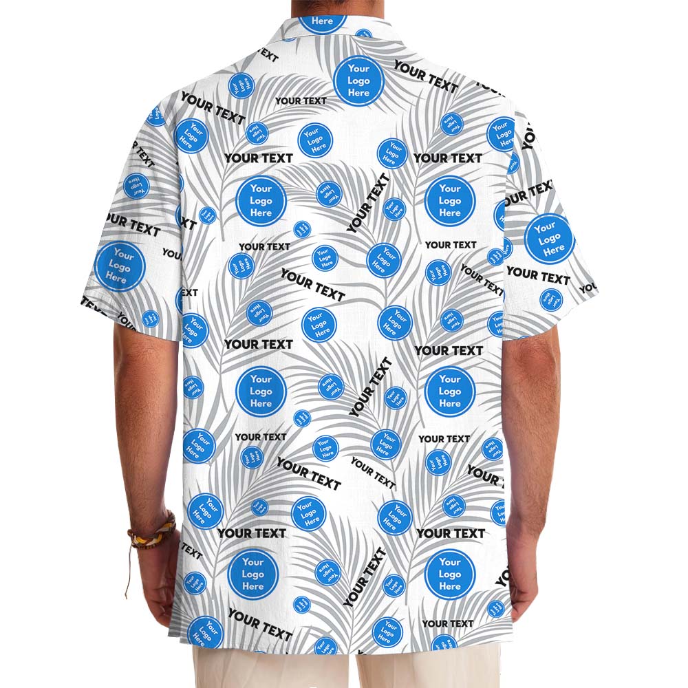 Custom Logo And Text White Hawaiian Shirt With Pockets