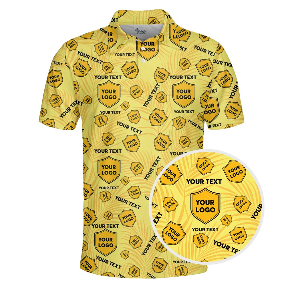 Custom Logo And Text Tropical Polo Shirt