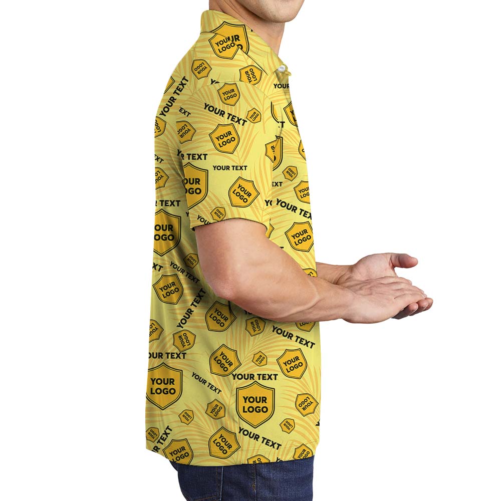 Custom Logo And Text Tropical Polo Shirt