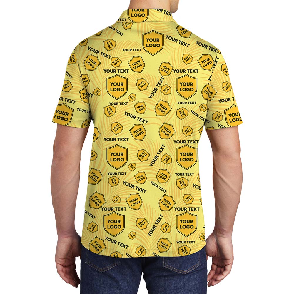 Custom Logo And Text Tropical Polo Shirt