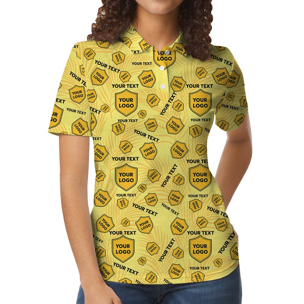 Custom Logo And Text Tropical Polo Shirt