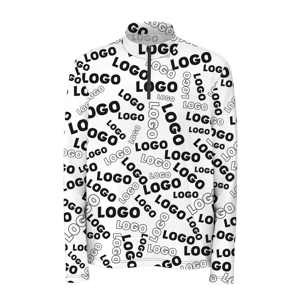 Custom Logo Men's Zip Pullover With Preview