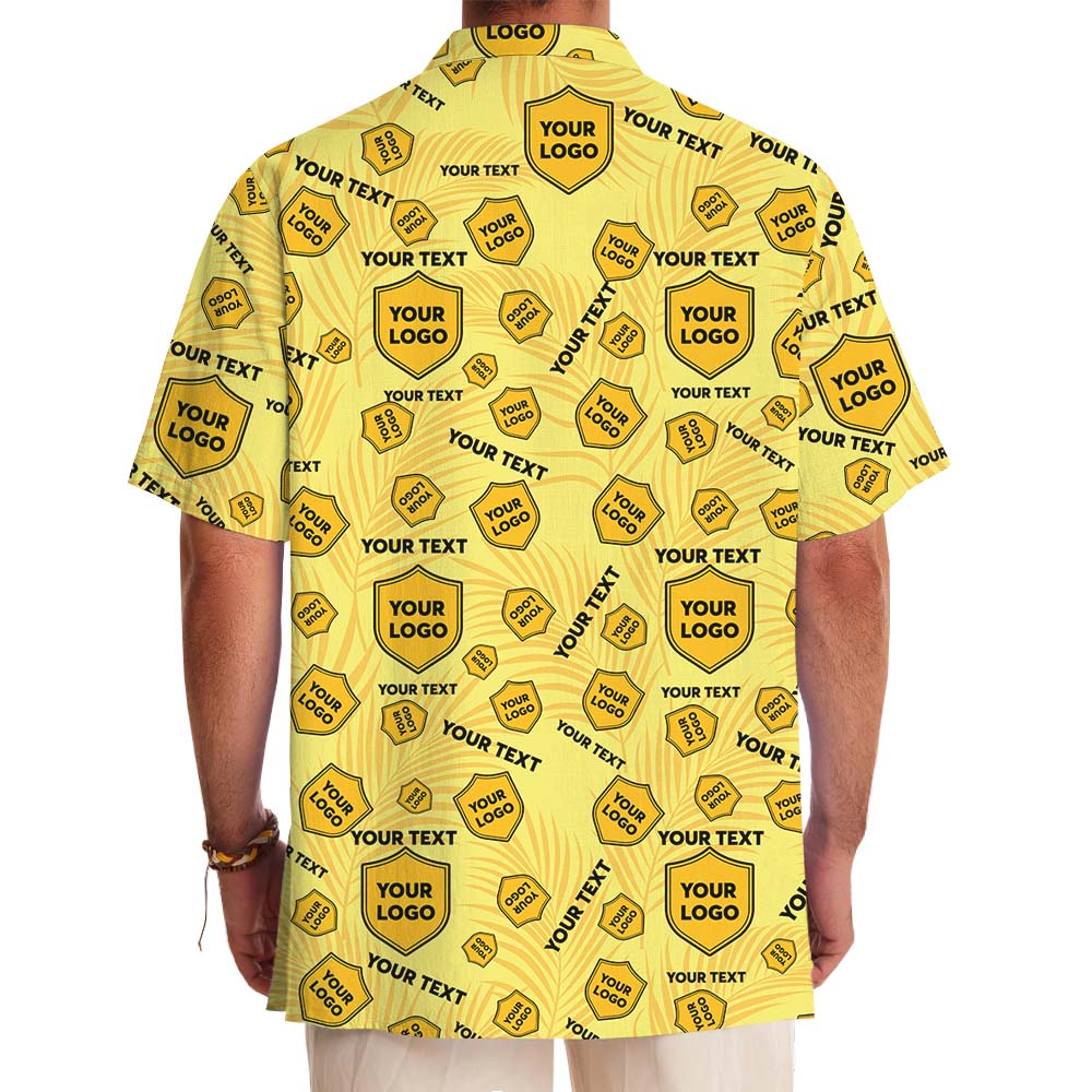 Custom Logo And Text Yellow Tropical Hawaiian Shirt