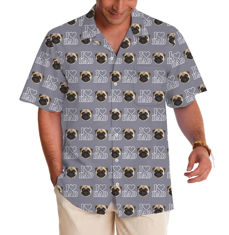 I Love Dad Custom Face And Color Hawaiian Shirt