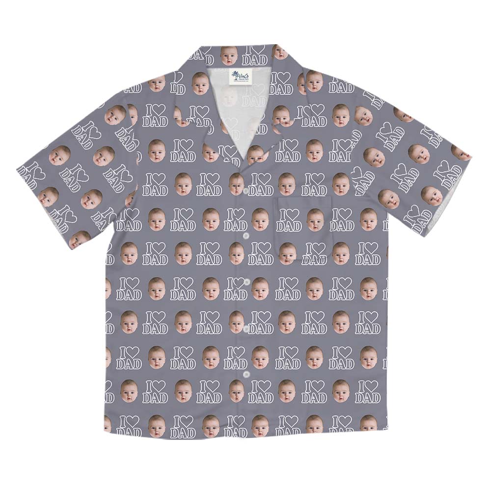 I Love Dad Custom Face And Color Hawaiian Shirt