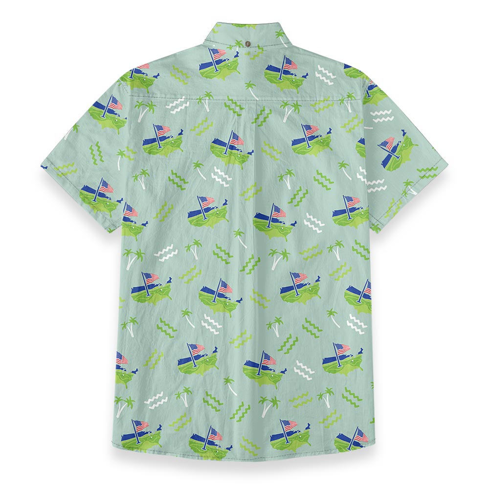 American Flag Golf Cotton Button Down Shirt