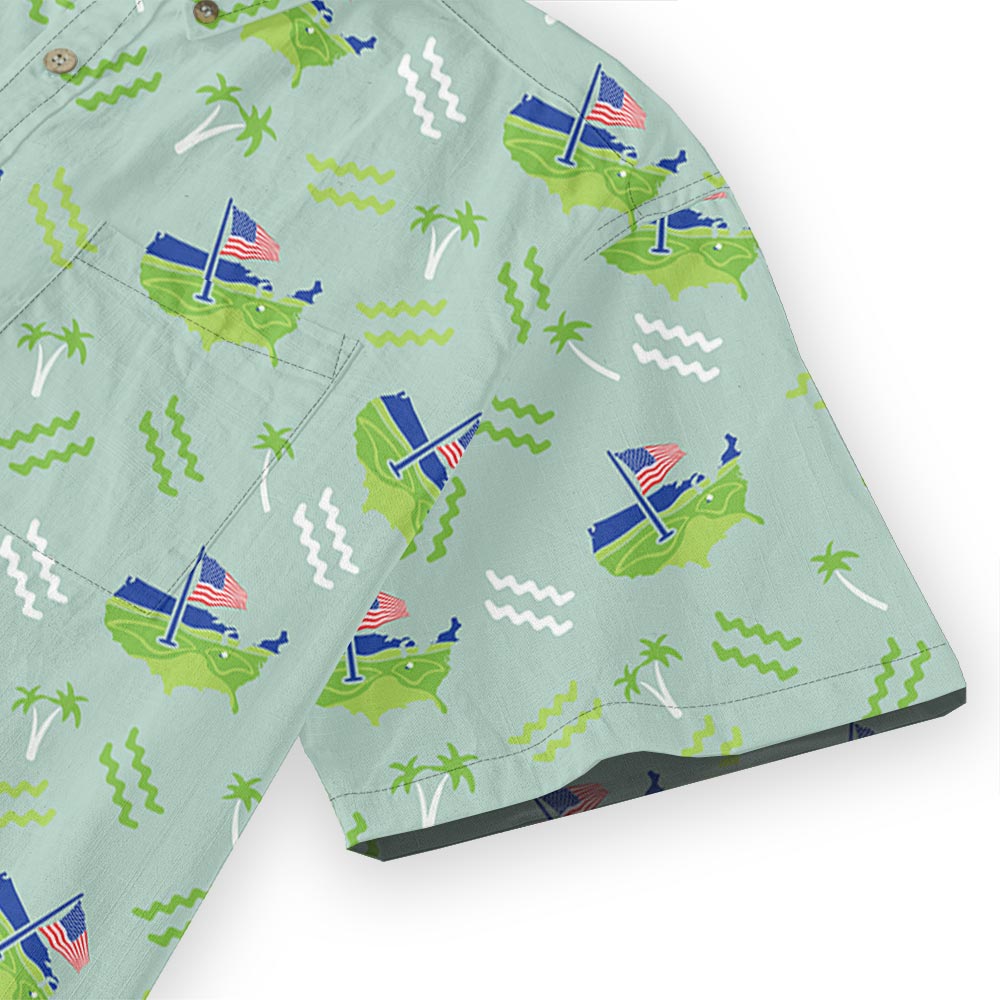 American Flag Golf Cotton Button Down Shirt